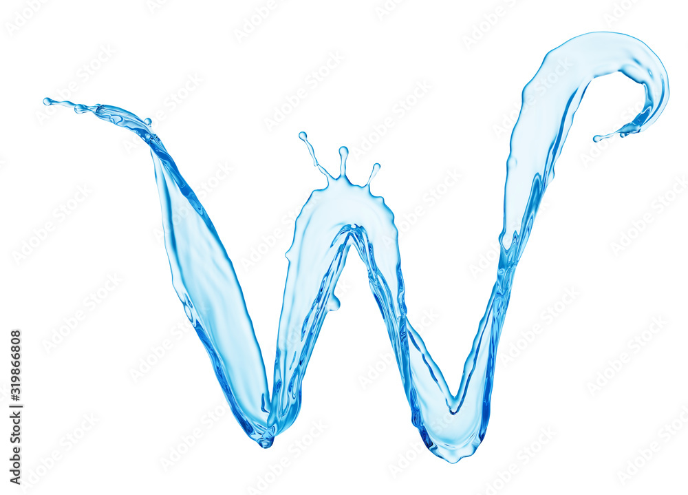 Clean Blue Water Splash Shaped in Form of Letter W Stock Illustration ...