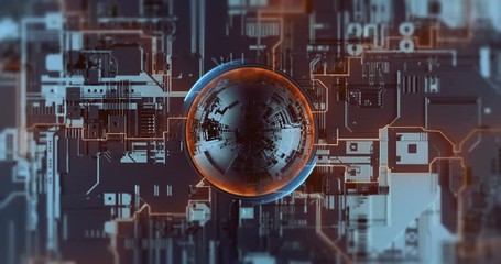 Wall Mural - digital crypto nanotechnology, neural network, futuristic processor. development innovation high-tec