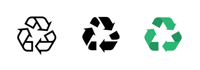 Recycle line icon. Recycling symbol vector set isolated on white