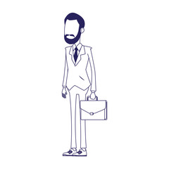 cartoon businessman standing icon, flat design