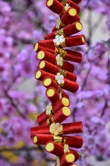 Red Firecracker Decoration for Tet Holiday, Vietnam