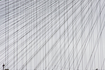 full frame shot of cables on brooklyn bridge