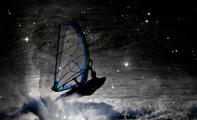 Poster - Close up of a Windsurfer having fun on the Atlantic Ocean