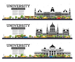 Wall Mural - Set of University Campus Study Banners Isolated on White.