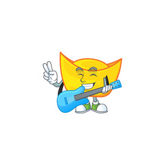 Sticker - A mascot of chinese gold ingot performance with guitar