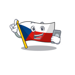 Wall Mural - Cartoon design of flag czechia speaking on a phone