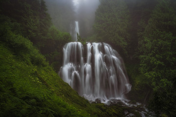 Canvas Print - Waterfall in the Forest - foggy - Oregon