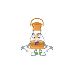 Poster - Oil lamp cartoon character design on a surprised gesture