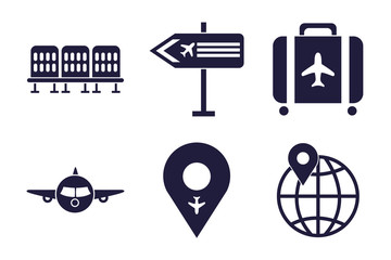 Poster - bundle of airport set icons