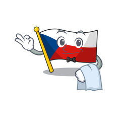 Sticker - Friendly flag czechia Character stand as a Waiter character