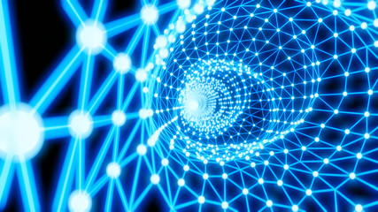 Fototapete - Data move along tube edge of internet connection,