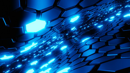 Leinwandbilder - Hexagon with light and space
