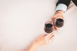 © DG PhotoStock - Man and woman drinking red wine together in the restaurant, businesspeople meeting concept with copy space.