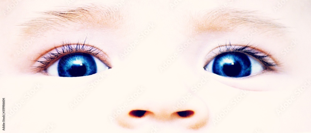 Cropped image of baby eyes - obrazy, fototapety, plakaty 