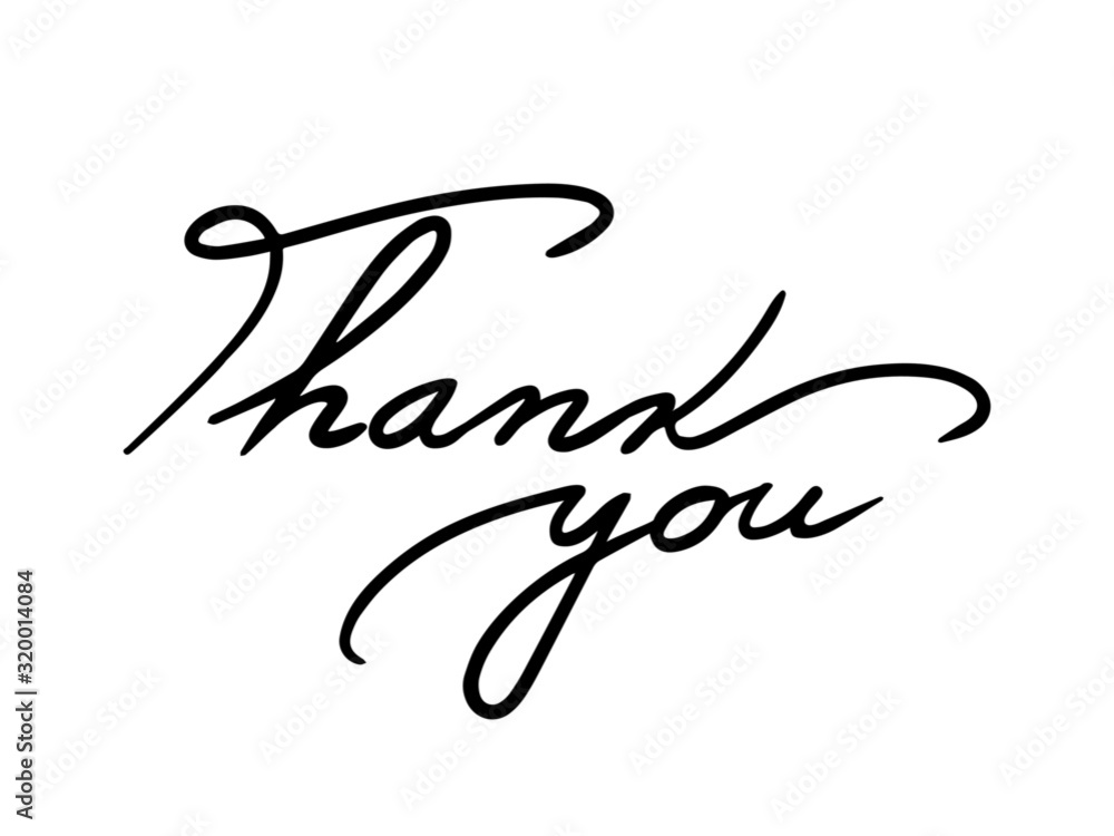Thank you text isolated on white background. calligraphy and lettering ...