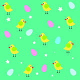 Fototapeta Pokój dzieciecy - seamless pattern with easter birds eggs