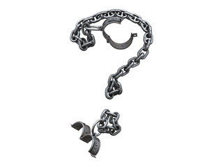 Canvas Print - Iron arm shackles on a chain font