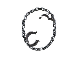 Canvas Print - Iron arm shackles on a chain font