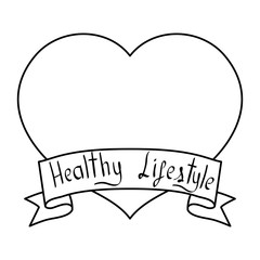 Sticker - heart love with ribbon healthy lifestyle