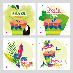 Poster - set of poster carnival brazil with decoration vector illustration design