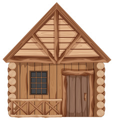 Wall Mural - Wooden cottage with one door and one window