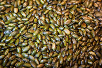 Pumpkin seeds healthy food natural texture close-up