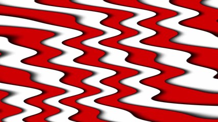 Wall Mural - Bending wave motion background animation. Abstract wave bending red and white lines with shadow