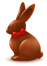 Chocolate Easter Bunny With Red Bow