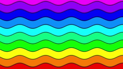 Wall Mural - Bending colorful lines with rainbow colors. Seamless looping gradient wavy background animation.