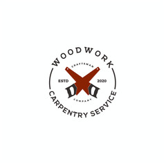 vintage crossed saw, carpentry logo design