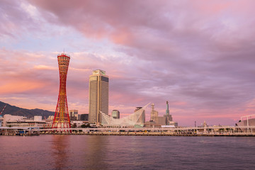 Fototapete - Beautiful of the Kobe Port Tower, landmark and popular for tourists attractions in the Central district. Kobe, Hyogo Prefecture, Japan, 24 November 2019