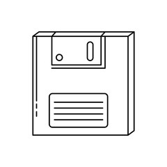 Sticker - floppy of nineties retro line style icon vector illustration design