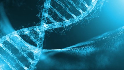 Wall Mural - artistic rotating of shiny dna structure on futuristic copy space animation background.