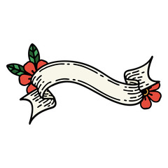 Wall Mural - traditional tattoo of a banner and flowers