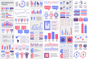 Poster - Bundle infographic elements data visualization vector design template. Can be used for steps, business processes, workflow, diagram, flowchart concept, timeline, marketing icons, info graphics.