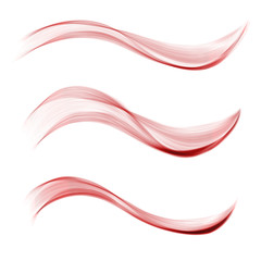 Canvas Print - Vector set of red waves on a white background.