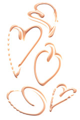 liquid foundation smears in the shape of a heart isolated on a white background. cream texture for m
