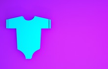 Blue Baby Clothes Icon Isolated On Purple Background. Baby Clothing For Baby Girl And Boy. Baby Bodysuit. Minimalism Concept. 3d Illustration 3D Render