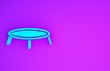 Blue Jumping trampoline icon isolated on purple background. Minimalism concept. 3d illustration 3D render