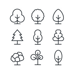 Fototapete - tree set icon template color editable. forest tree symbol vector sign isolated on white background illustration for graphic and web design.