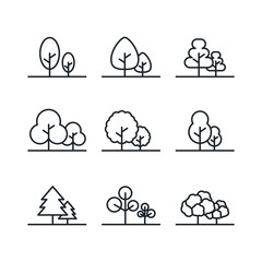 Aufkleber - tree set icon template color editable. forest tree symbol vector sign isolated on white background illustration for graphic and web design.