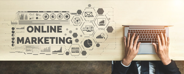 Wall Mural - digital marketing technology solution for online business concept - graphic interface showing analyt