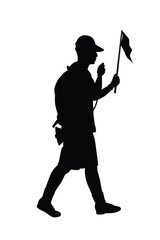 Travel guide man silhouette vector