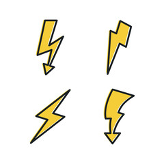 Leinwandbilder - Set Lightning bolt. Thunderbolt icon template color editable. lightning strike symbol vector sign isolated on white background illustration for graphic and web design.