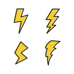 Fototapete - Set Lightning bolt. Thunderbolt icon template color editable. lightning strike symbol vector sign isolated on white background illustration for graphic and web design.
