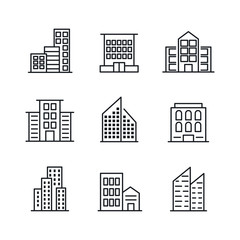 Poster - Buildings icon template color editable. Bank, Hotel, Courthouse. City, Real estate, Architecture buildings icons.. Buildings symbol vector sign isolated on white background illustration