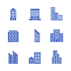 Leinwandbilder - Buildings icon template color editable. Bank, Hotel, Courthouse. City, Real estate, Architecture buildings icons.. Buildings symbol vector sign isolated on white background illustration