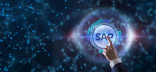 SAP System Software Automation concept on virtual screen data center. Business, modern technology, internet and networking concept
