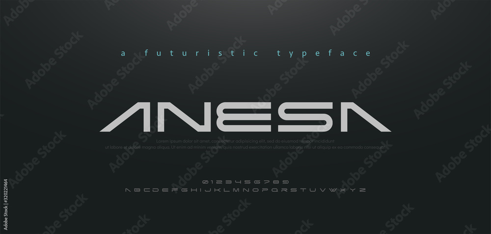 Abstract technology space font and alphabet. techno and fashion fonts designs. Typography digital sci-fi movie concept. vector illustration - obrazy, fototapety, plakaty 