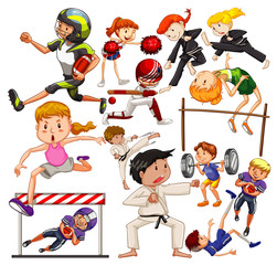 Sticker - Set of many people doing different sports